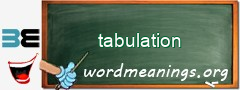 WordMeaning blackboard for tabulation